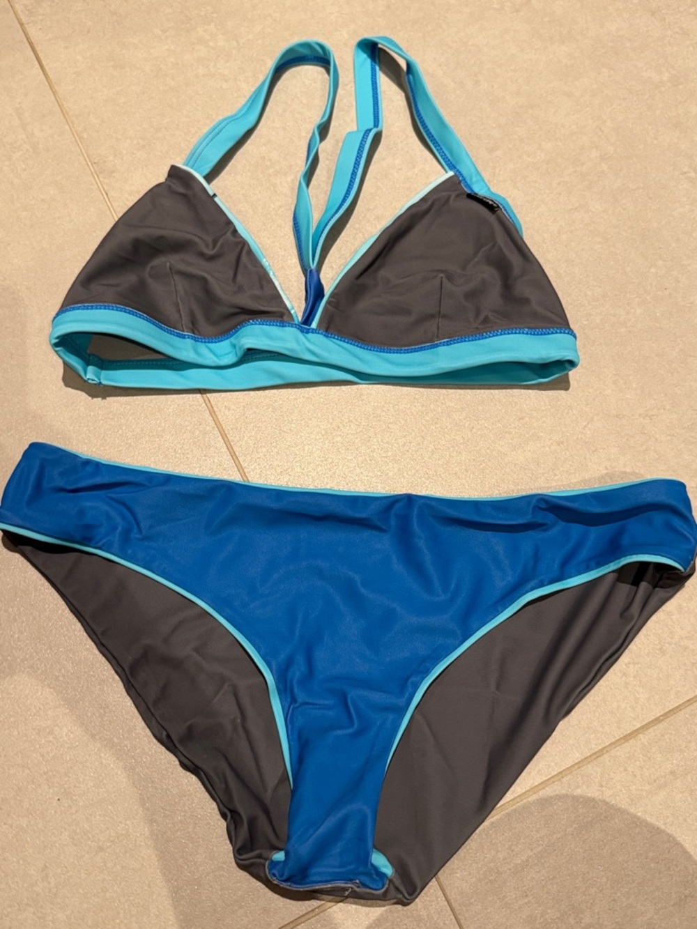 WAVE LIFE women small reversible Blue marlin fishing bikini set top and bottom